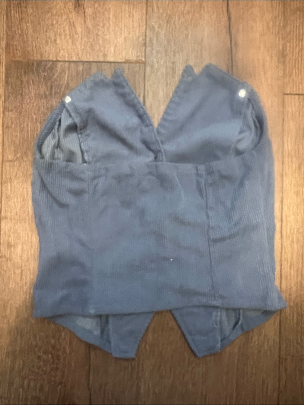 Blue Ribbed Button Front Bustier Top - Picture 2 of 3